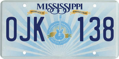 MS license plate OJK138
