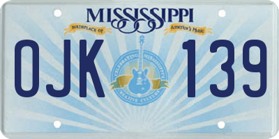 MS license plate OJK139
