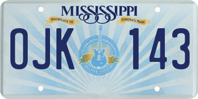 MS license plate OJK143