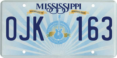 MS license plate OJK163