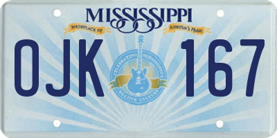 MS license plate OJK167