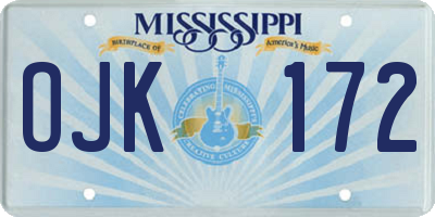 MS license plate OJK172