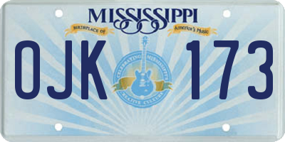 MS license plate OJK173