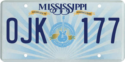 MS license plate OJK177