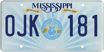 MS license plate OJK181