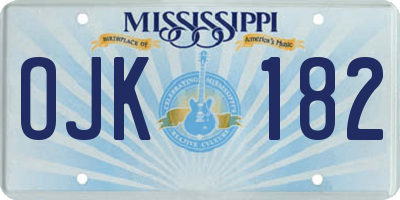 MS license plate OJK182