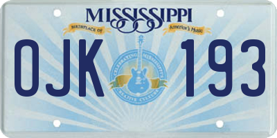 MS license plate OJK193