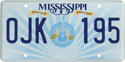 MS license plate OJK195