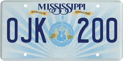 MS license plate OJK200