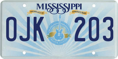 MS license plate OJK203