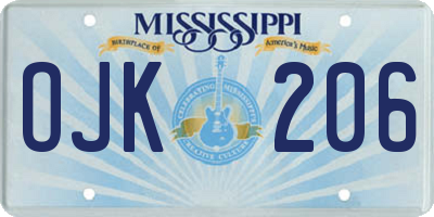 MS license plate OJK206