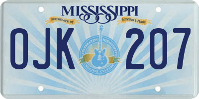 MS license plate OJK207
