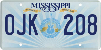 MS license plate OJK208