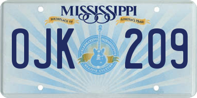 MS license plate OJK209