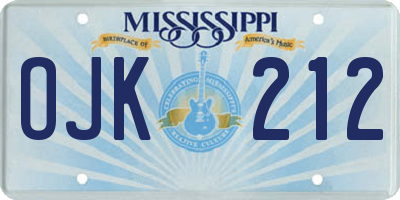 MS license plate OJK212