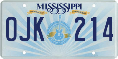 MS license plate OJK214