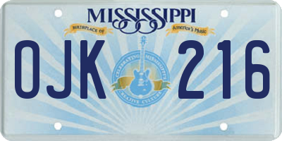 MS license plate OJK216