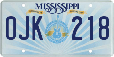 MS license plate OJK218