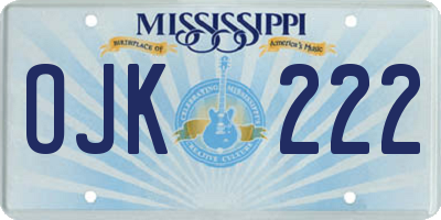 MS license plate OJK222