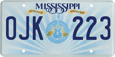 MS license plate OJK223