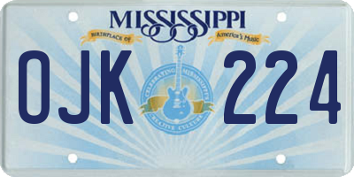 MS license plate OJK224