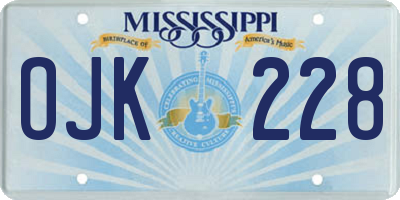 MS license plate OJK228