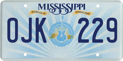 MS license plate OJK229
