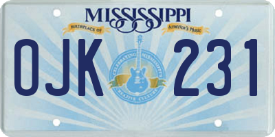 MS license plate OJK231