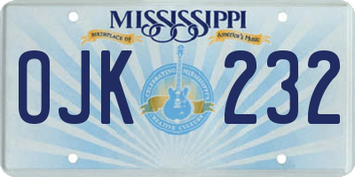MS license plate OJK232
