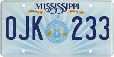 MS license plate OJK233