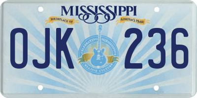 MS license plate OJK236