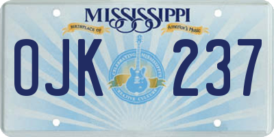MS license plate OJK237