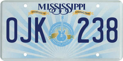 MS license plate OJK238