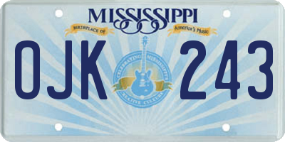 MS license plate OJK243