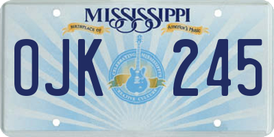 MS license plate OJK245