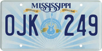 MS license plate OJK249