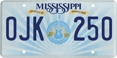 MS license plate OJK250