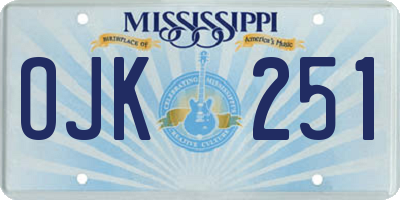 MS license plate OJK251