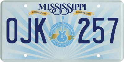 MS license plate OJK257