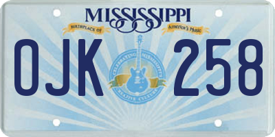 MS license plate OJK258