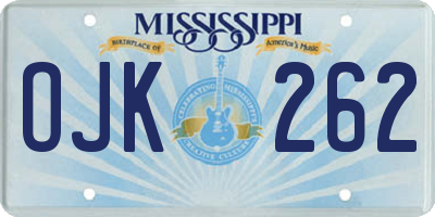 MS license plate OJK262