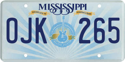 MS license plate OJK265