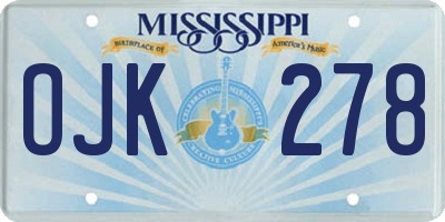 MS license plate OJK278