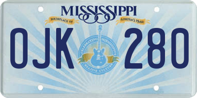 MS license plate OJK280