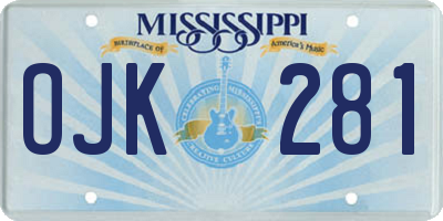 MS license plate OJK281