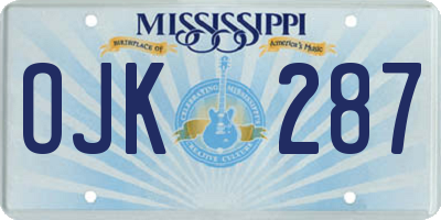 MS license plate OJK287
