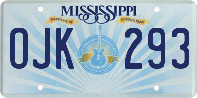 MS license plate OJK293