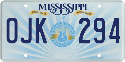MS license plate OJK294