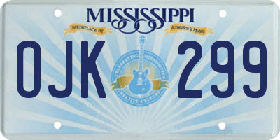 MS license plate OJK299