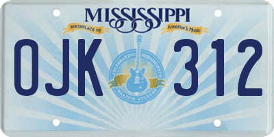 MS license plate OJK312